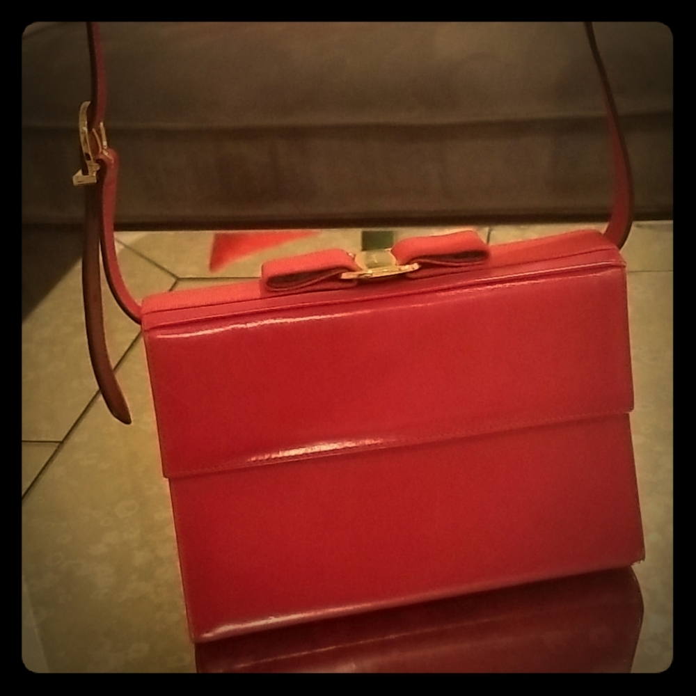 Authentic Ferragamo red leather purse